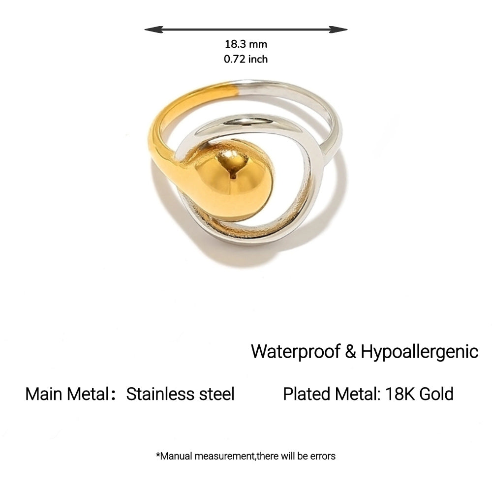 Minimalist Geometric Ring 18K Gold Plated Stainless Steel Niche Daily Wear