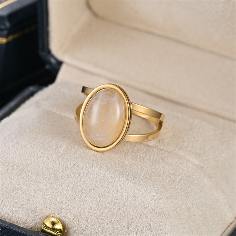 Bestseller Natural Cut Stone Ring, Light Luxury Fashion Exquisite Tiger's Eye Band, Ethnic Style Unisex Ring