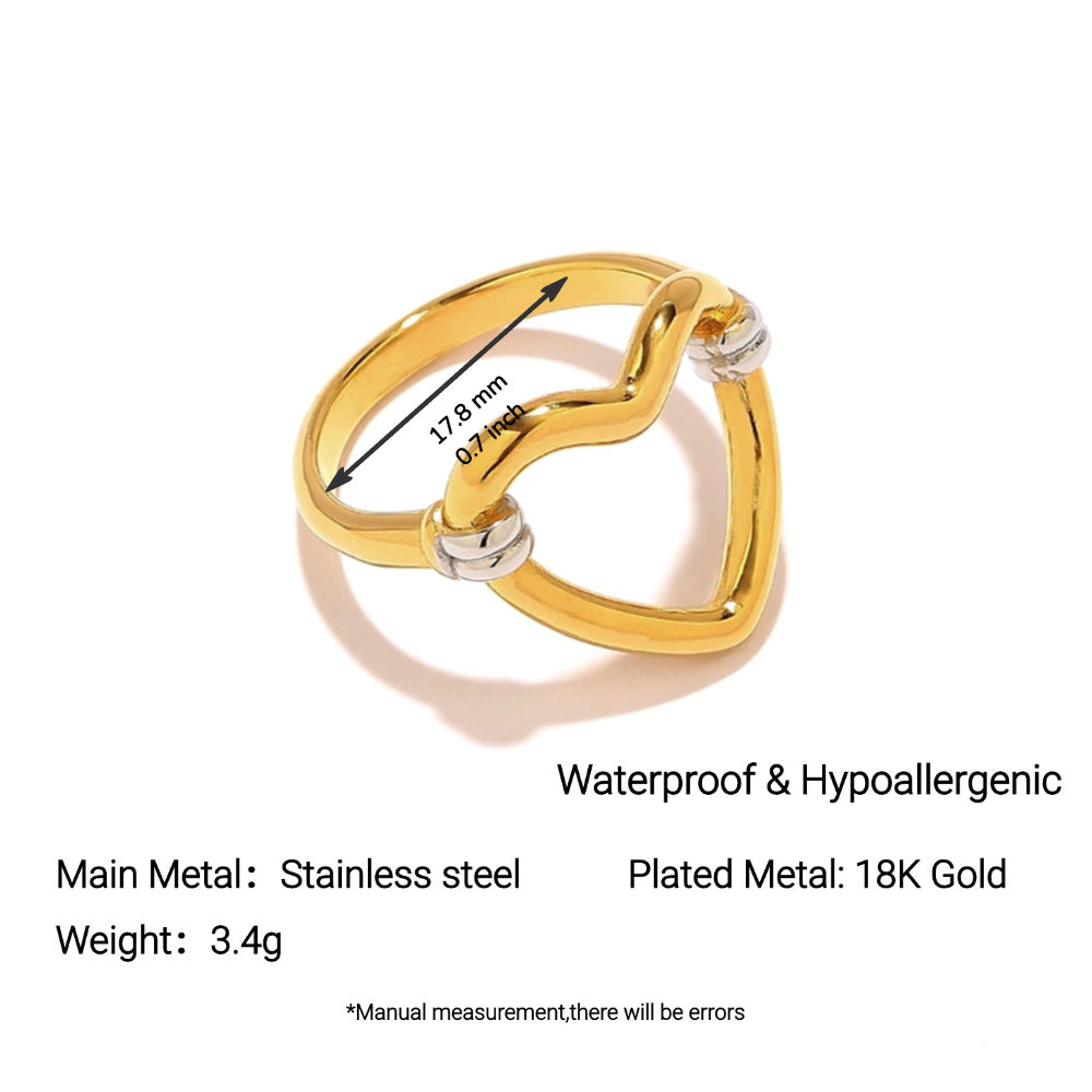 Minimalist Geometric Ring 18K Gold Plated Stainless Steel Niche Daily Wear