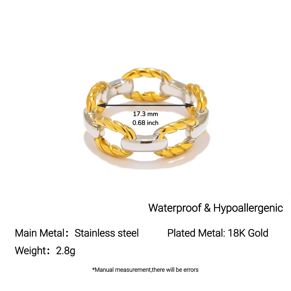 Minimalist Geometric Ring 18K Gold Plated Stainless Steel Niche Daily Wear