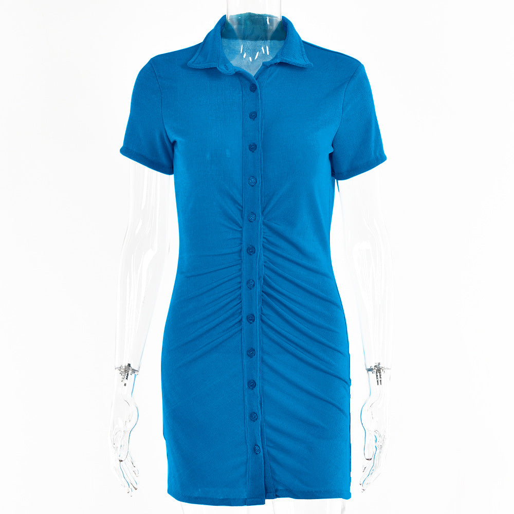 Slim-fit Short-sleeve Cardigan, Single-breasted Mid-length Top