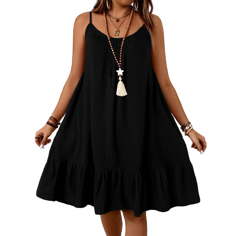 Strapless Solid-color Elegant Vacation-style Dress