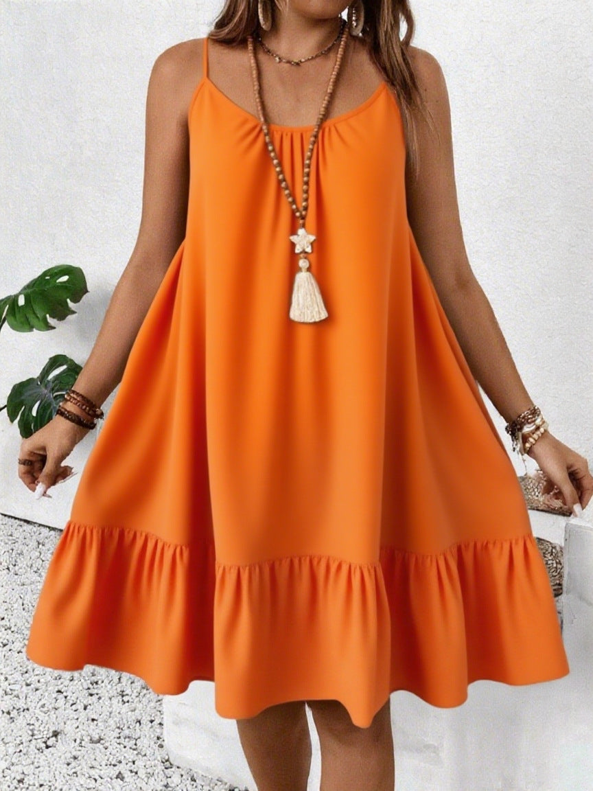 Strapless Solid-color Elegant Vacation-style Dress