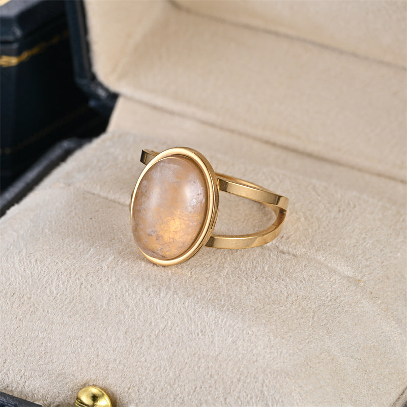 Bestseller Natural Cut Stone Ring, Light Luxury Fashion Exquisite Tiger's Eye Band, Ethnic Style Unisex Ring