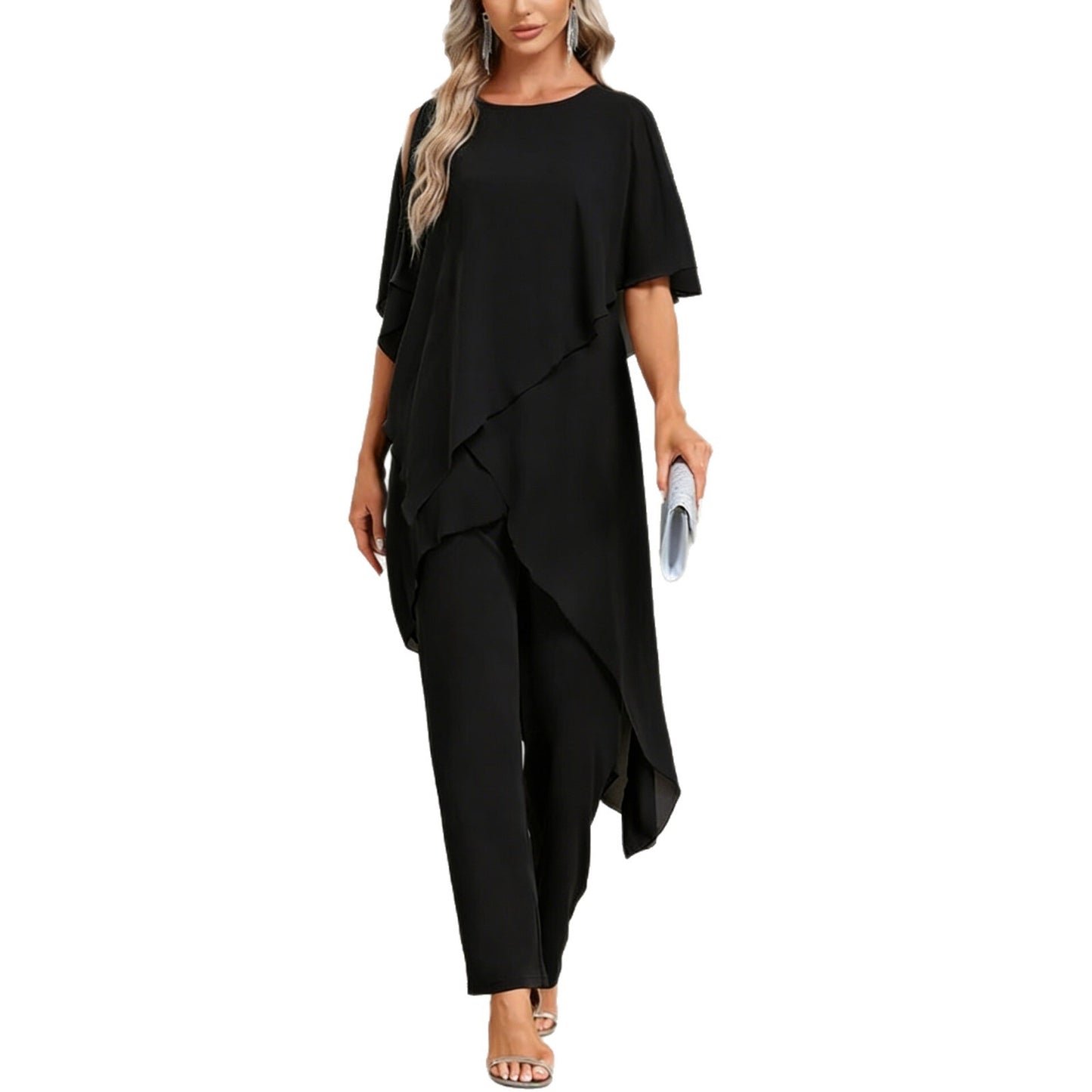 Women's Off-shoulder Irregular Top And Pants Two-piece Set