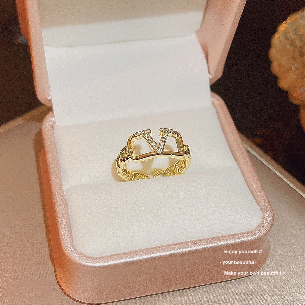 Casual Party Zircon Ring, Niche Trendy Look, Open Adjustable Finger Jewelry