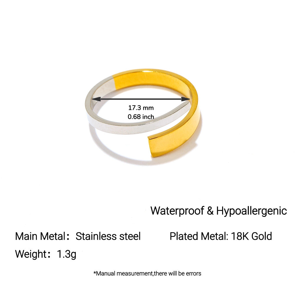 Minimalist Geometric Ring 18K Gold Plated Stainless Steel Niche Daily Wear