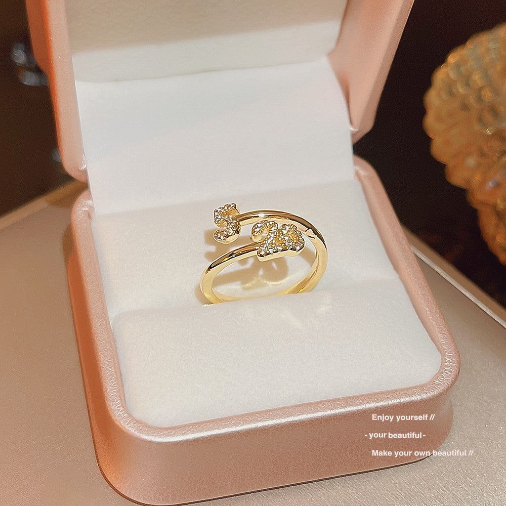 Casual Party Zircon Ring, Niche Trendy Look, Open Adjustable Finger Jewelry