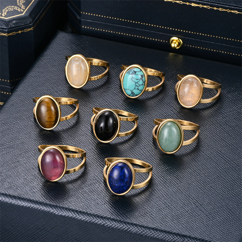 Bestseller Natural Cut Stone Ring, Light Luxury Fashion Exquisite Tiger's Eye Band, Ethnic Style Unisex Ring