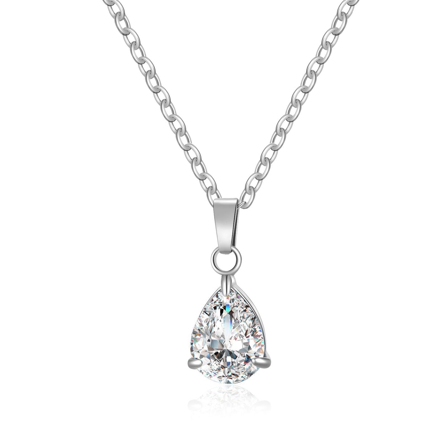 3A Water Drop Zircon Small Pendant Solitaire Pear-Shaped Zircon Womens Clavicle Chain