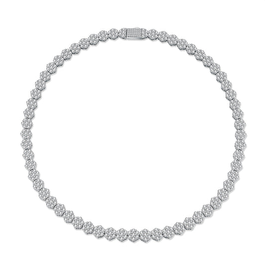 A Luxurious And Fashionable Minimalist Jewelry Pendant Necklace Featuring Top-quality Moissanite, Made Of S925 Silver Electroplated With Platinum.