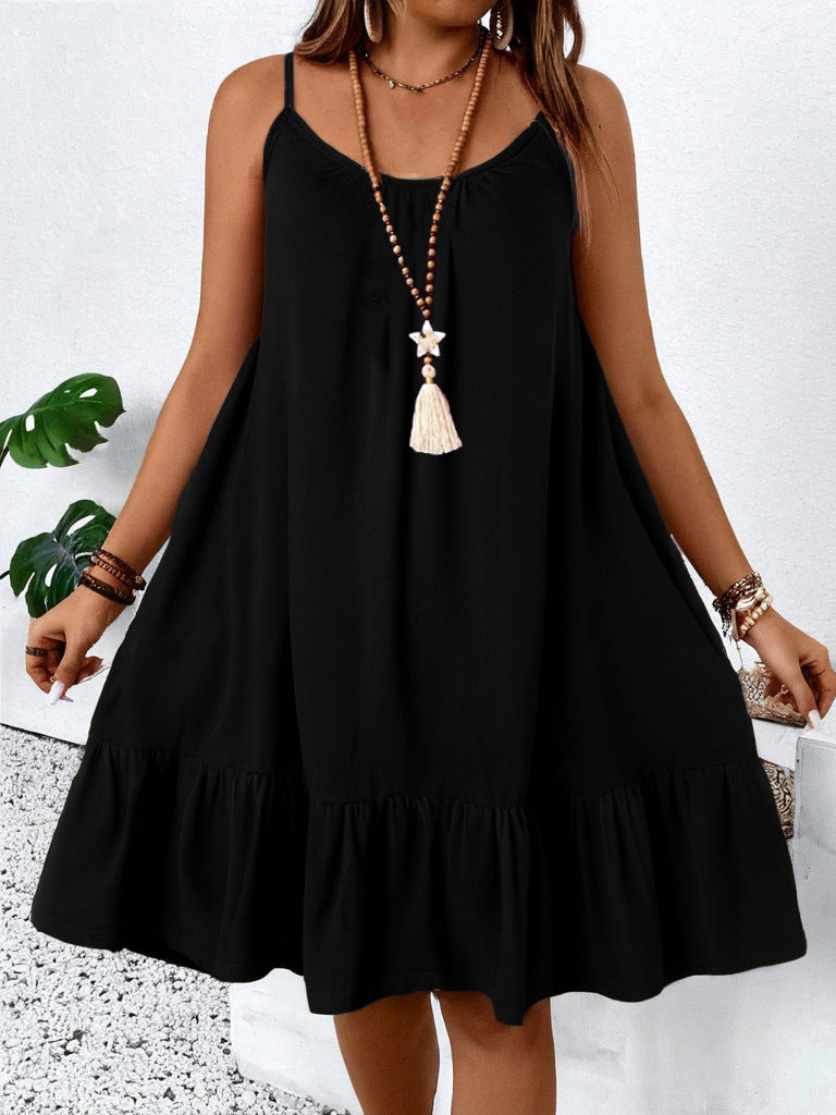 Strapless Solid-color Elegant Vacation-style Dress
